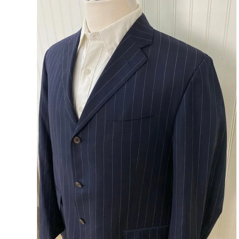 VTG Polo Ralph Lauren Italy pin-stripe 3-button virgin wool suit jacket blazer
